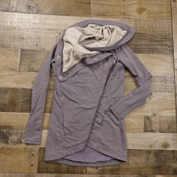 Lululemon Asymmetrical Funnel Neck Hoodie Jacket - Size 6 Purple - Picture 1 of 15